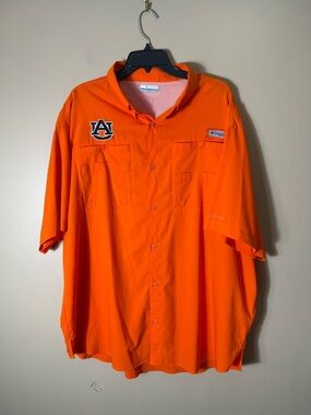 Columbia PFG Auburn Tigers Shirt XXL Orange Omni Shade Fishing Outdoor